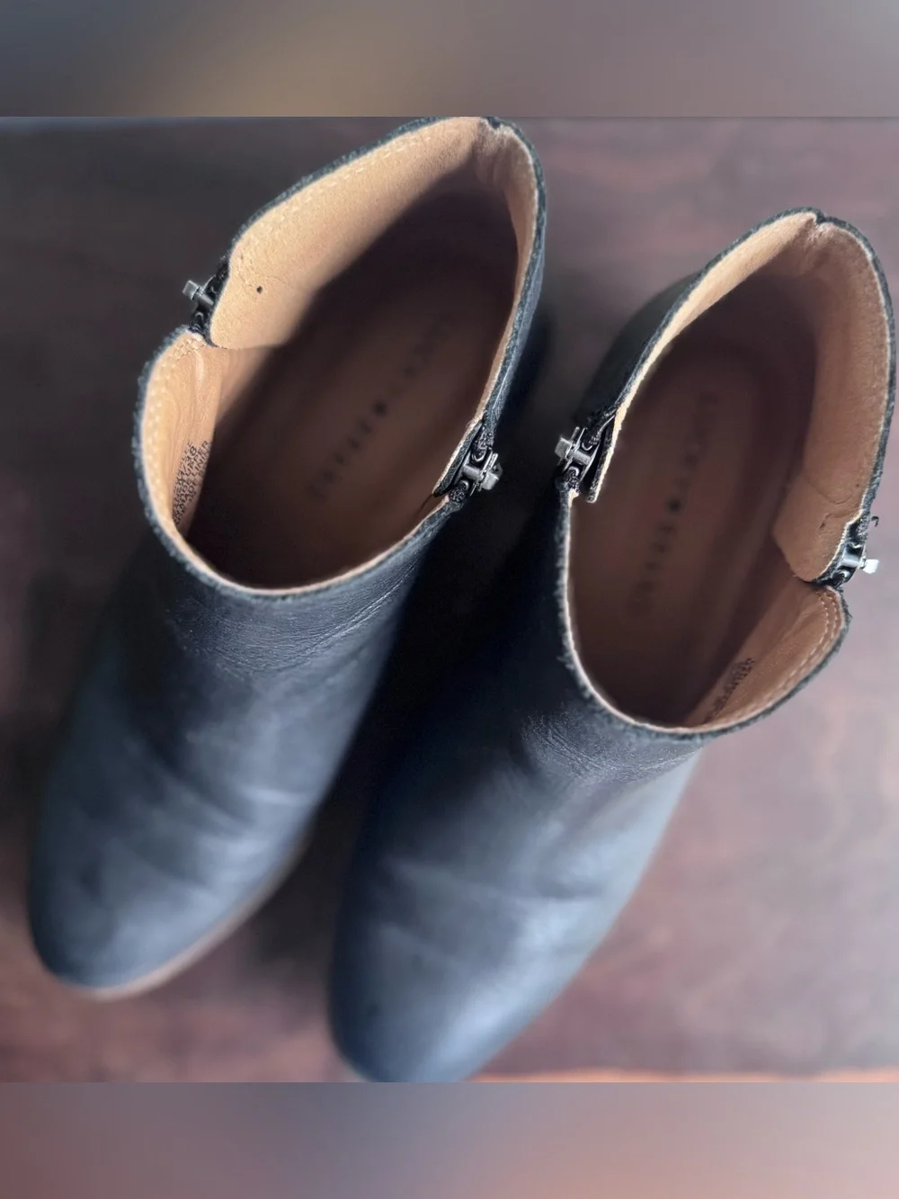 Lucky Brand Women’s Black Leather Ankle Boot with Double Side Zippers 7.5